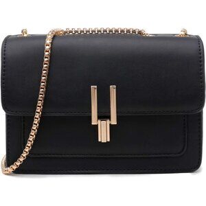 Women Black Imported Faux Leather Twist Lock Crossbody Designer Handbags